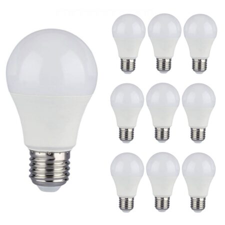 10x E27 LED Lamp - 8.5 Watt 806 lumen - 4000K neutraal wit - Vervangt 60 Watt - E27 fitting - A60 lamp - Grote fitting | V-TAC