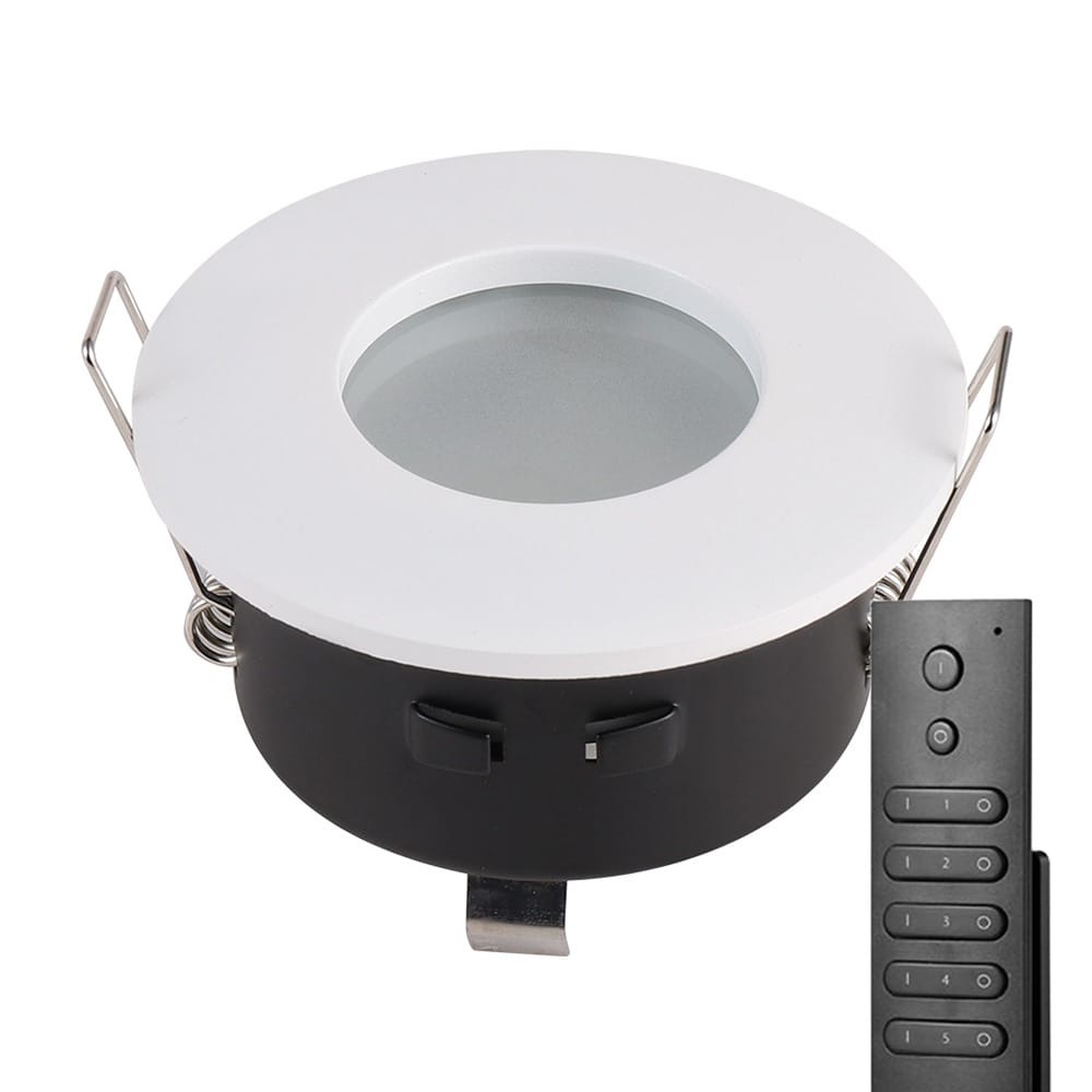 10x LED inbouwspots Barcelona - Wit - 5 Watt 400 lumen - 2700K warm wit - IP44 waterdicht - GU10 - Dimbaar - met dimmer en afstandsbediening - Voor badkamer | HOFTRONIC
