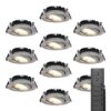 10x LED inbouwspots Rome - RVS - 6 Watt 500 lumen - Kantelbaar - Dimbaar - 2700K warm wit - IP44 Waterdicht - Inclusief afstandsbediening - Geringe inbouwdiepte | HOFTRONIC