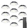 10x LED inbouwspots Rome - Wit - 6 Watt 500 lumen - Kantelbaar - Dimbaar - 2700K warm wit - IP44 Waterdicht - Inclusief afstandsbediening - Geringe inbouwdiepte | HOFTRONIC