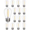 15x E27 LED Filament lamp - 1 Watt - 2700K warm wit - S14 - voor 12V aansluiting - Plastic | HOFTRONIC