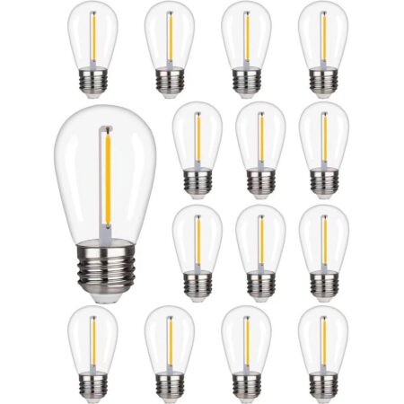 15x E27 LED Filament lamp - 1 Watt - 2700K warm wit - S14 - voor 12V aansluiting - Plastic | HOFTRONIC