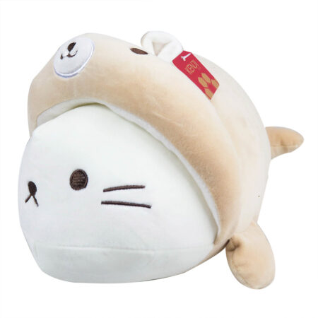 2 face animal plushie zeehond met berenmuts- 40 cm | Kenji