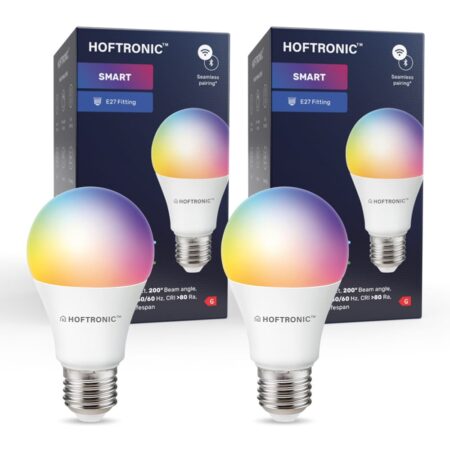 2-pack E27 SMART LED Lamp RGBWW Wifi & Bluetooth 10 Watt 806 lumen Dimbaar via App | HOFTRONIC SMART
