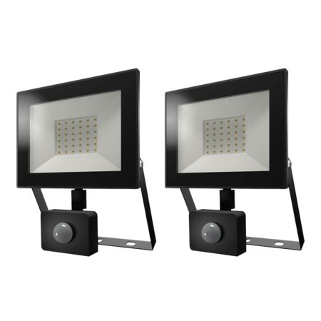 2-pack Lumos LED Breedstraler met bewegingssensor en schemerschakelaar - OSRAM Chips 30W 2880lm - 6500K - IP65 - vervangt 160 Watt - 2 jaar garantie | HOFTRONIC