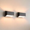 2x Ara nero oro by LUSENZ - Langwerpige wandlamp met up and downlight