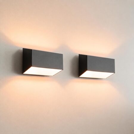 2x Ara nero oro by LUSENZ - Langwerpige wandlamp met up and downlight