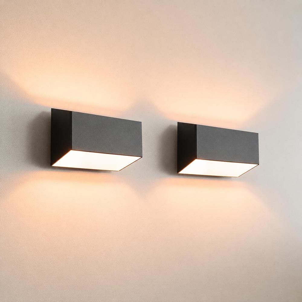 2x Ara nero oro by LUSENZ - Langwerpige wandlamp met up and downlight