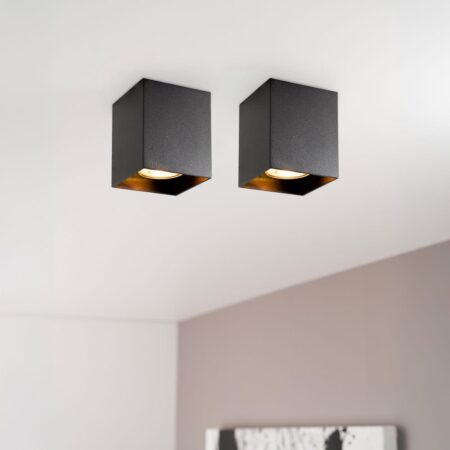 2x Astra nero by LUSENZ - Kubusvormige opbouwspot in volledig matzwart design met enkele lichtbron | LUSENZ