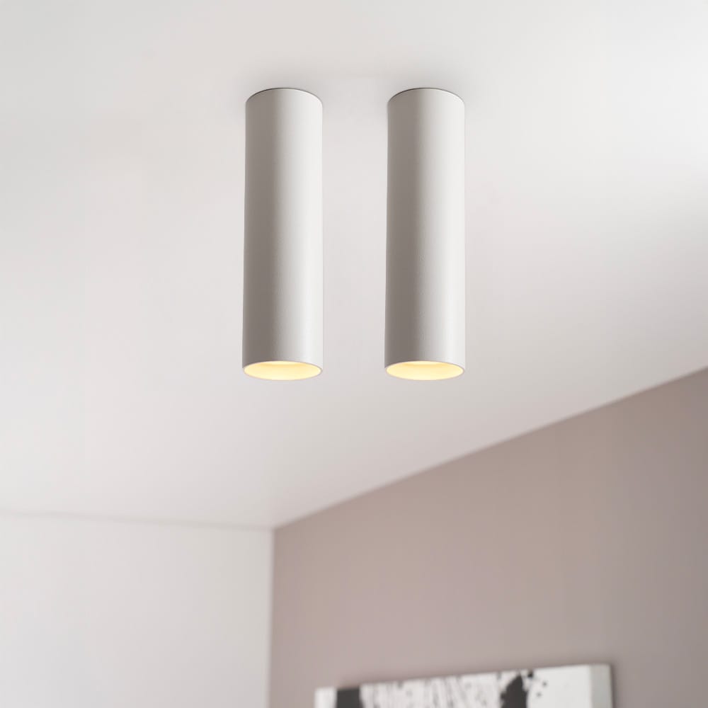 2x Canopus bianco m by LUSENZ - Cilindervormige opbouwspot in met mat witte coating | LUSENZ