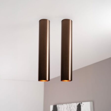 2x Canopus bronzo l by LUSENZ - Cilindervormige opbouwspot in met geborsteld bronzen coating | LUSENZ