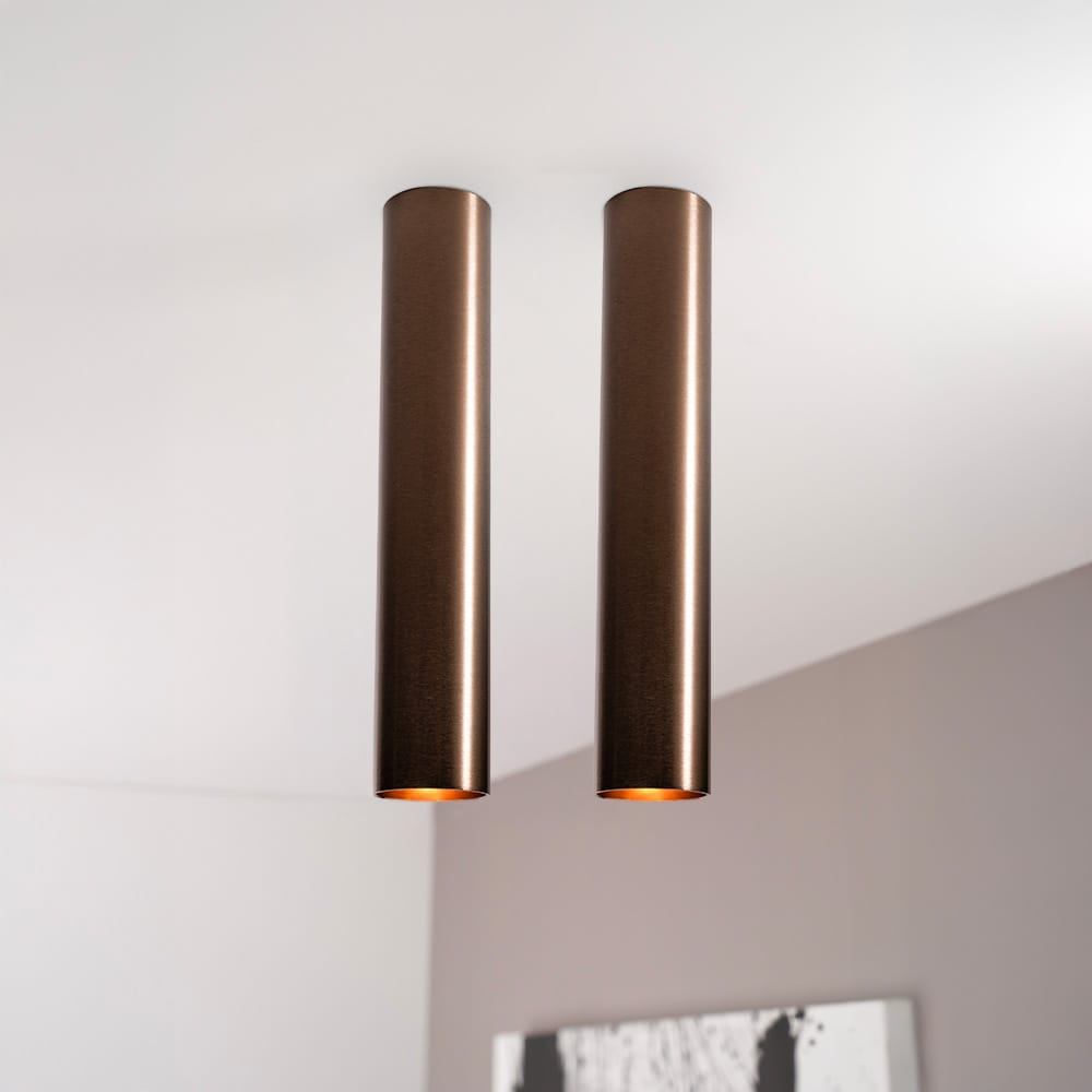 2x Canopus bronzo l by LUSENZ - Cilindervormige opbouwspot in met geborsteld bronzen coating | LUSENZ