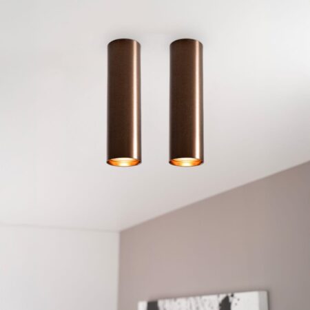2x Canopus bronzo m by LUSENZ - Cilindervormige opbouwspot in met geborsteld bronzen coating | LUSENZ