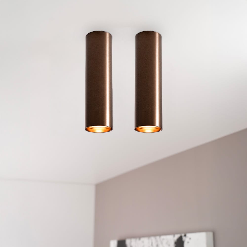 2x Canopus bronzo m by LUSENZ - Cilindervormige opbouwspot in met geborsteld bronzen coating | LUSENZ