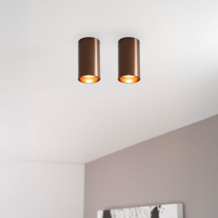 2x Canopus bronzo s by LUSENZ - Cilindervormige opbouwspot in met geborsteld bronzen coating | LUSENZ
