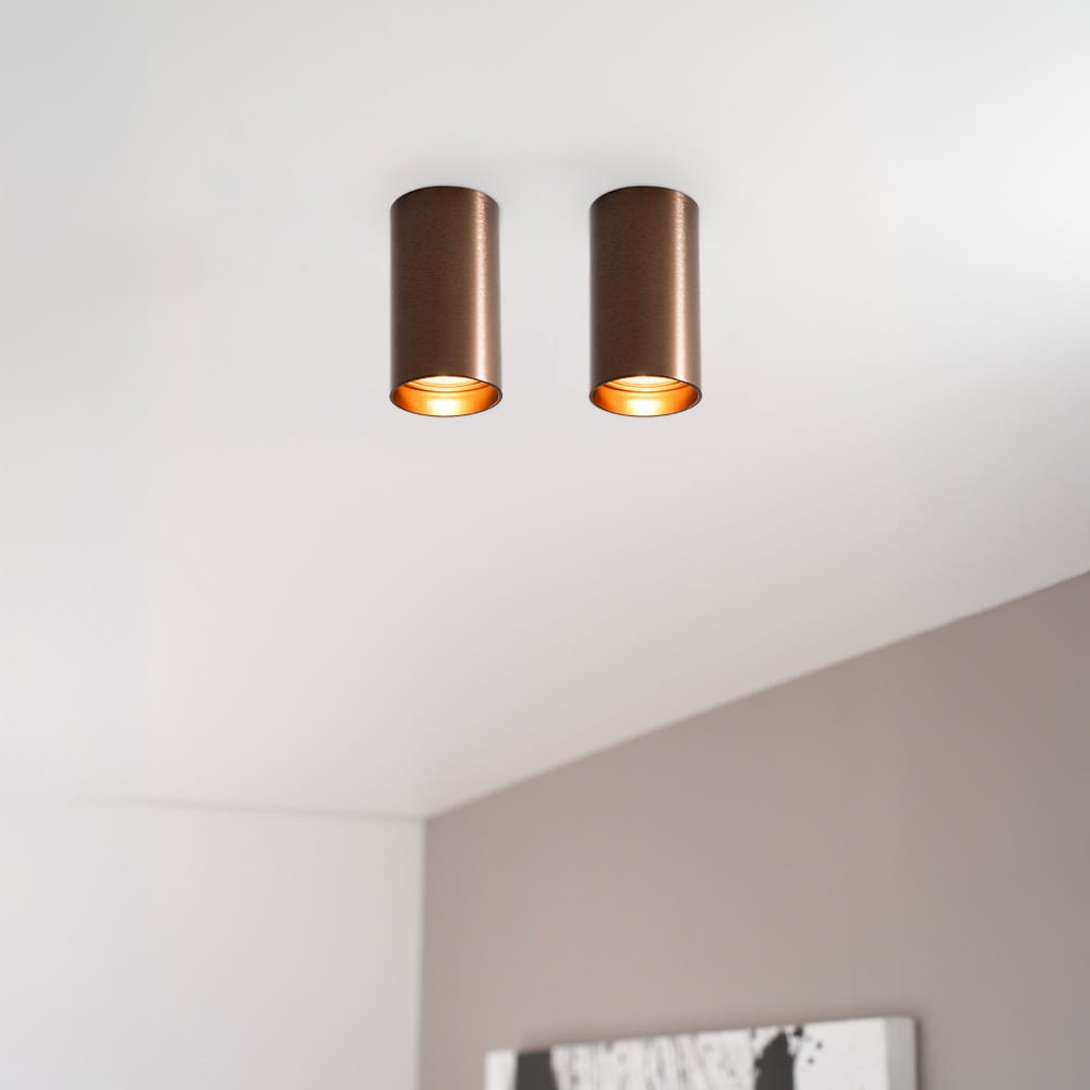 2x Canopus bronzo s by LUSENZ - Cilindervormige opbouwspot in met geborsteld bronzen coating | LUSENZ