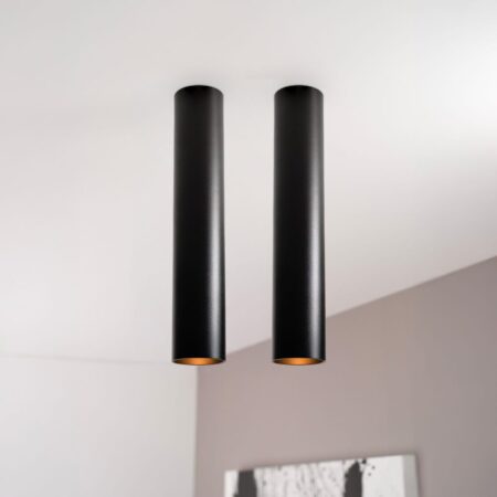 2x Canopus nero l by LUSENZ - Cilindervormige opbouwspot in met mat zwarte coating | LUSENZ