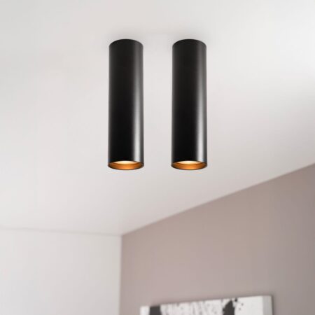 2x Canopus nero m by LUSENZ - Cilindervormige opbouwspot in met mat zwarte coating | LUSENZ