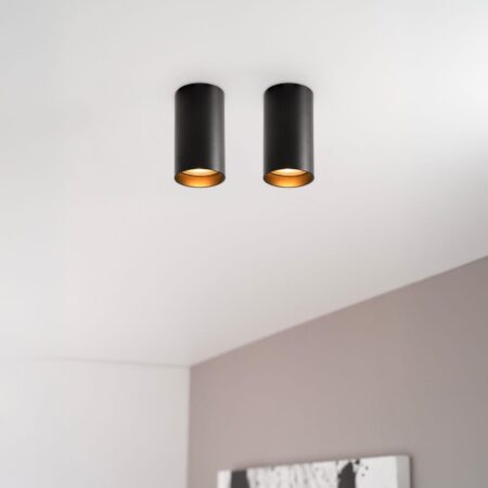 2x Canopus nero s by LUSENZ - Cilindervormige opbouwspot in met mat zwarte coating | LUSENZ