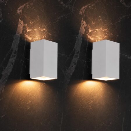 2x Cometa bianco by LUSENZ - Up and downlight - Rechthoekige wandlamp met mat witte coating | LUSENZ