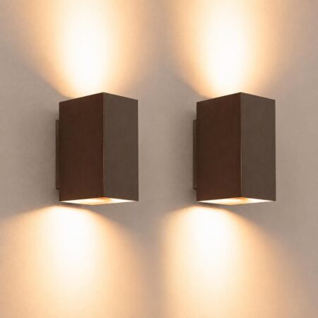 2x Cometa bronzo m by LUSENZ - Up and downlight - Rechthoekige wandlamp met geborsteld bronzen coating | LUSENZ