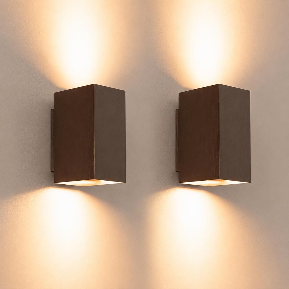 2x Cometa bronzo m by LUSENZ - Up and downlight - Rechthoekige wandlamp met geborsteld bronzen coating | LUSENZ