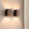 2x Cometa bronzo s by LUSENZ - Up and downlight - Rechthoekige wandlamp met geborsteld bronzen coating | LUSENZ