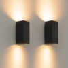 2x Cometa nero m by LUSENZ - Up and downlight - Rechthoekige wandlamp met mat zwarte coating | LUSENZ