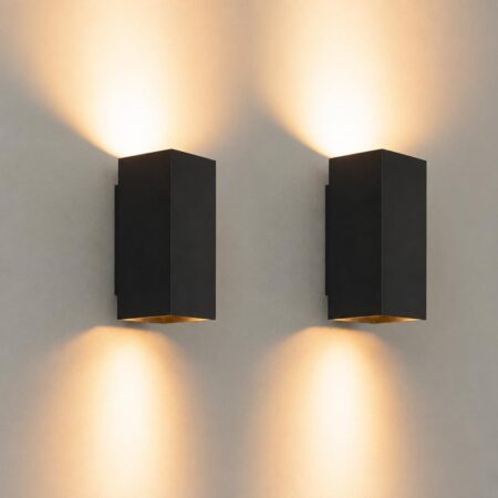 2x Cometa nero m by LUSENZ - Up and downlight - Rechthoekige wandlamp met mat zwarte coating | LUSENZ