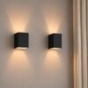 2x Cometa nero oro by LUSENZ - Up and downlight - Rechthoekige wandlamp met mat zwarte coating en gouden interieur | LUSENZ
