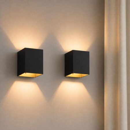 2x Cometa nero s by LUSENZ - Up and downlight - Rechthoekige wandlamp met mat zwarte coating | LUSENZ