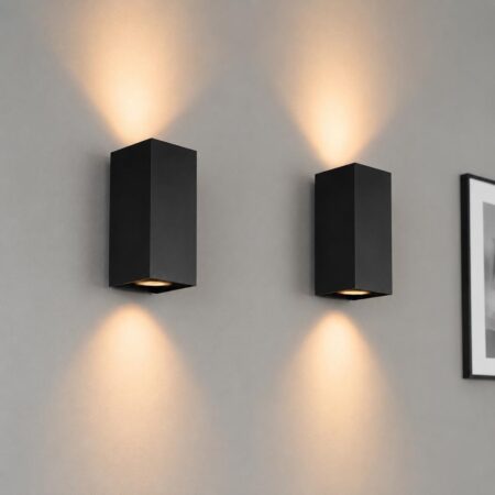 2x Cometa nova by LUSENZ - Up and downlight - Rechthoekige wandlamp met mat zwarte coating | LUSENZ
