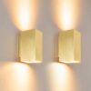 2x Cometa oro by LUSENZ - Up and downlight - Rechthoekige wandlamp met geborsteld gouden coating | LUSENZ