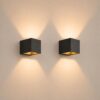 2x Fornax notte nera by LUSENZ - Kubusvormige up and down wandlamp met een geborstelde zwarte coating | LUSENZ