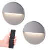 2x Gary LED Wandlamp - Dimbaar - Grijs - 6 Watt 280 lumen - 3000K warm wit - IP54 waterdicht - Incl. dimmer met afstandsbediening | HOFTRONIC