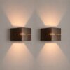 2x Gemini bronzo by LUSENZ - Kubusvormige up and down wandlamp met een geborstelde bronze coating | LUSENZ