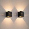 2x Gemini nero by LUSENZ - Kubusvormige up and down wandlamp met een mat zwarte coating | LUSENZ