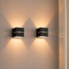 2x Gemini nero oro by LUSENZ - Kubusvormige up and down wandlamp met mat zwarte coating en gouden interieur | LUSENZ