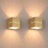 2x Gemini oro by LUSENZ - Kubusvormige up and down wandlamp met een geborstelde gouden coating | LUSENZ