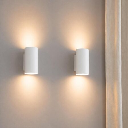 2x Giove bianco by LUSENZ - Up and down licht met karakter - Cilindervormige wandlamp met een mat witte coating | LUSENZ