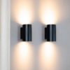 2x Giove nero by LUSENZ - Up and down licht met karakter - Cilindervormige wandlamp met een mat zwarte coating | LUSENZ