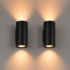 2x Giove nova by LUSENZ - Up and downlight met karakter - Cilindervormige wandlamp met een mat zwarte coating | LUSENZ