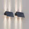 2x Roby - Solar Wandlamp - Up & Downlight - 2 Lichtmodi - 4 lichts - 3000K warm wit - Zwart | HOFTRONIC