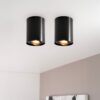 2x Solis nero by LUSENZ - Cilindervormige opbouwspot met enkel lichtaccent en een geborstelde zwarte coating | LUSENZ