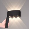 2x Tulsa LED Wandlamp - Dimbaar - Zwart - 6 Watt 280 lumen - 3000K warm wit - IP54 waterdicht - Up & Down light - Incl. dimmer met afstandsbediening | HOFTRONIC