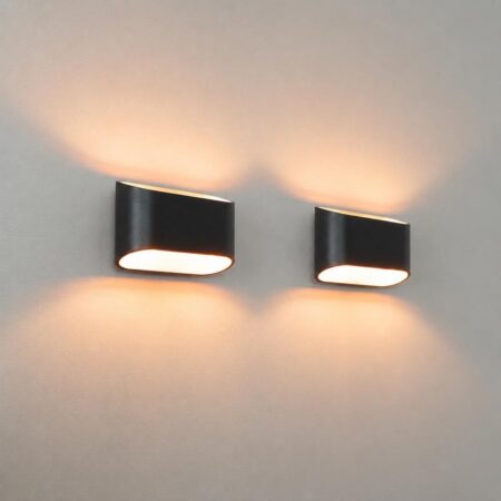 2x Volans nero oro by LUSENZ - Ovaalvormige wandlamp met up and downlight
