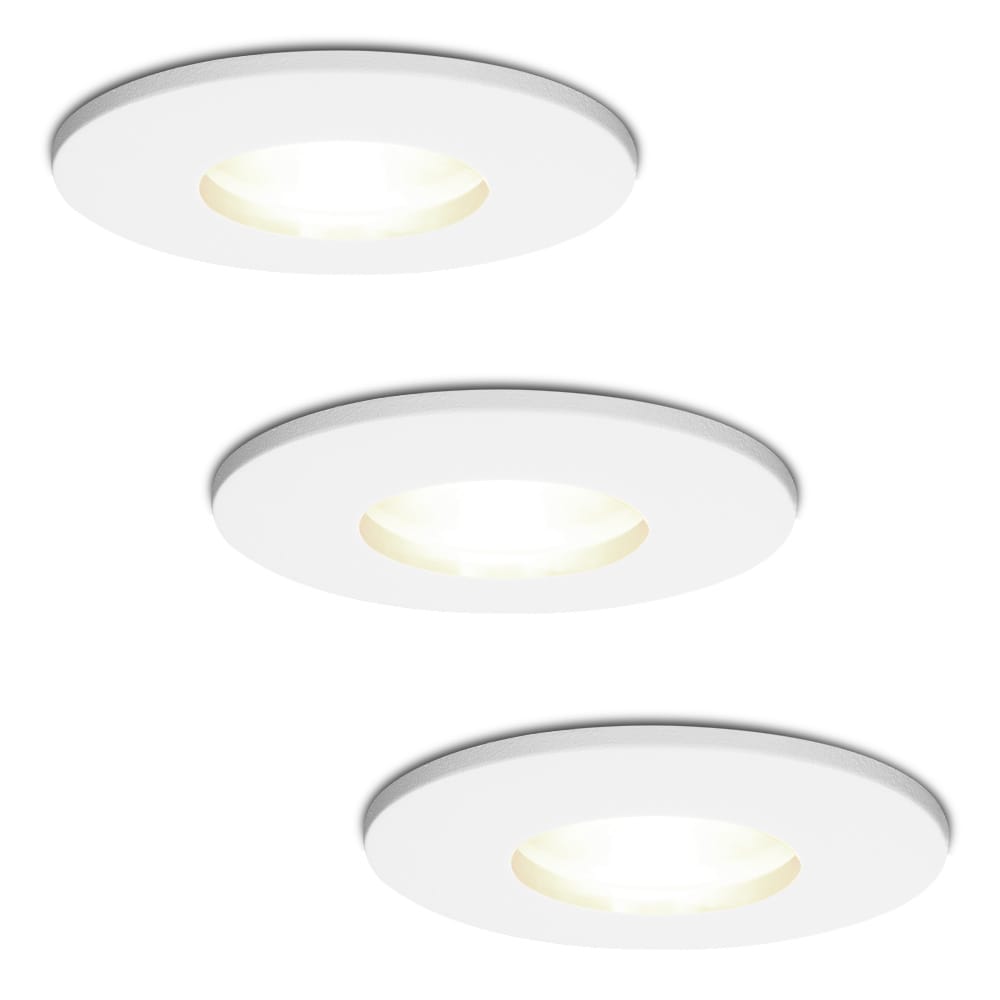 3x Barcelona LED Inbouwspot - Dimbaar - 4 Watt 4000K Neutraal Wit - GU10 Fitting - IP44 spatwaterdicht - Wit - Voor binnen