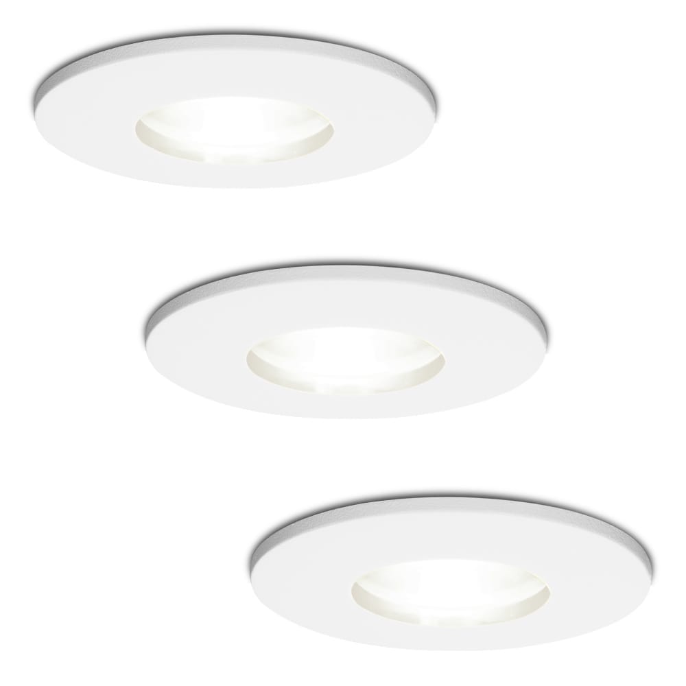 3x Barcelona LED Inbouwspots - Dimbaar - 4 Watt 6500K Daglicht wit - GU10 Fitting - IP44 - Wit - Voor binnen