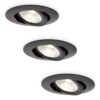 3x Lugo LED Inbouwspots - Zwart - Dimbaar - 5 Watt 450 Lumen - 2700K Warm Wit Licht - Kantelbaar - IP65 - Voor Binnen & Buiten | HOFTRONIC