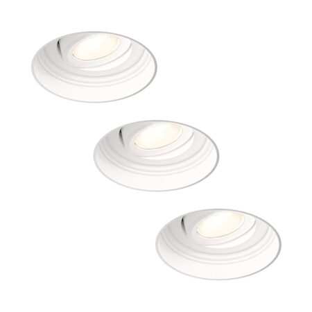 3x Lugo LED inbouwspots Trimless - Wit - Dimbaar - 5 Watt 450 Lumen - 2700K Warm Wit Licht - Kantelbaar - IP65 - Voor Binnen & Buiten | HOFTRONIC